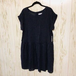 NEW Symphony+ Note Navy Semi-Sheer Striped Peplum Mini Dress Coverup S
